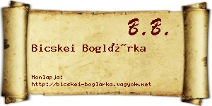 Bicskei Boglárka névjegykártya